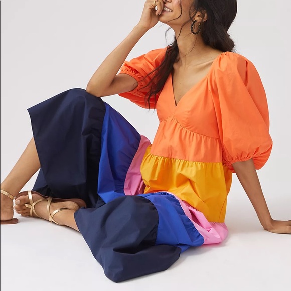 FARM Rio Dresses & Skirts - NEW Anthropologie Farm Rio Tiered Colorblocked Maxi Dress Z120-22